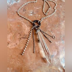 Crystal layered extra long necklace